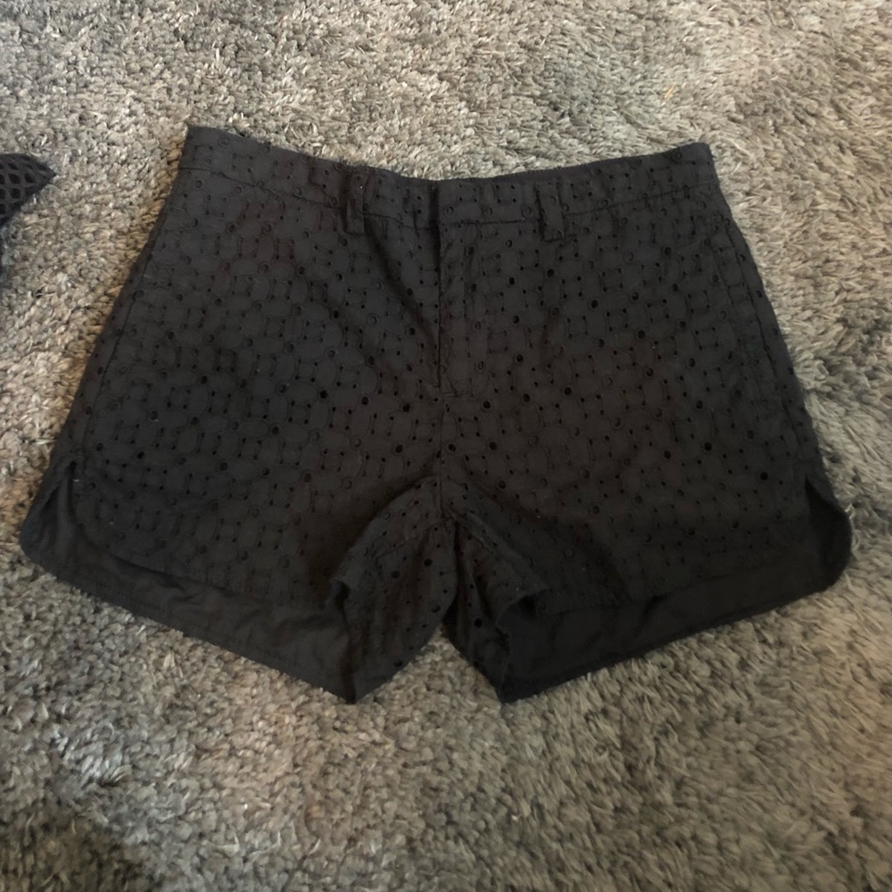 Black eyelet cotton shorts